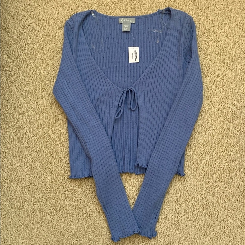 NWT eyelet tie front cardigan